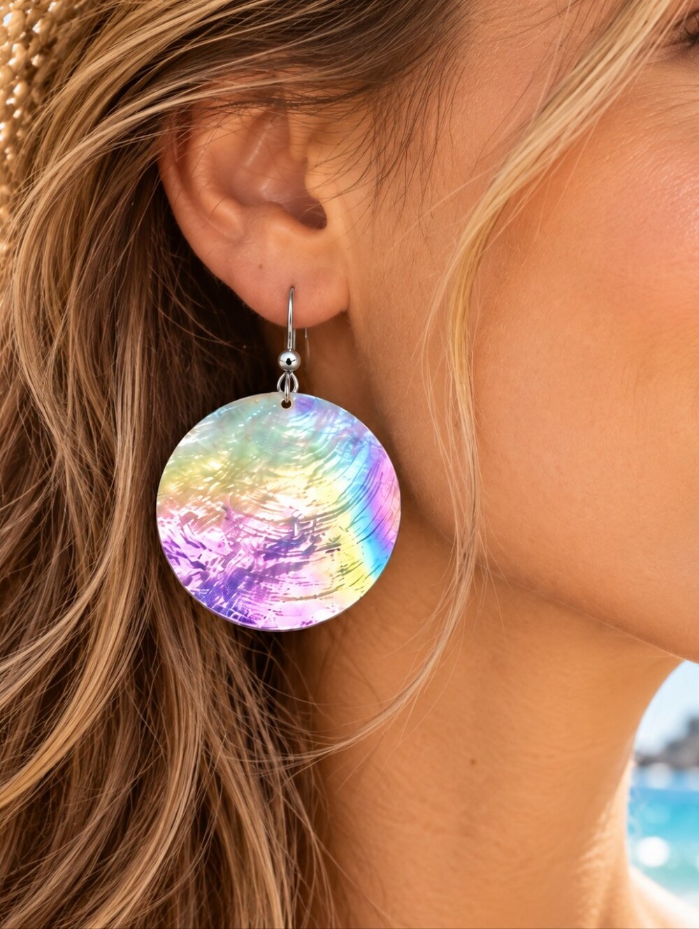 BOSTON PROPER IRRIDESCENT SHELL EARRINGS